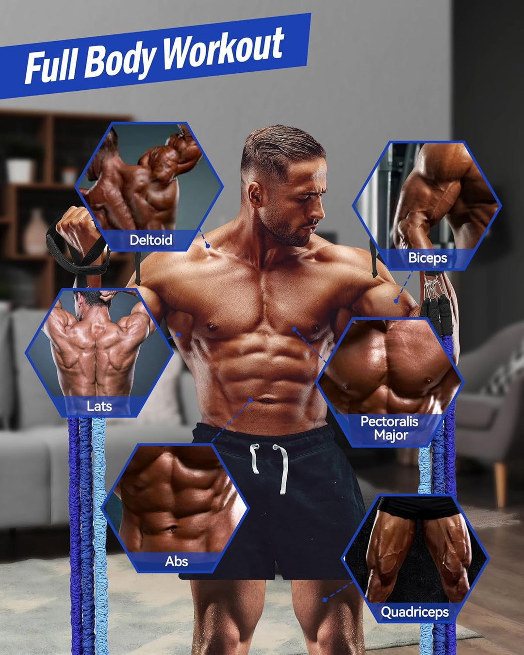 ALongSong Fitnessbänder Pilates Bar Set mit Widerstandsbänder 20-360lbs, Trainingsbänder Krafttraini