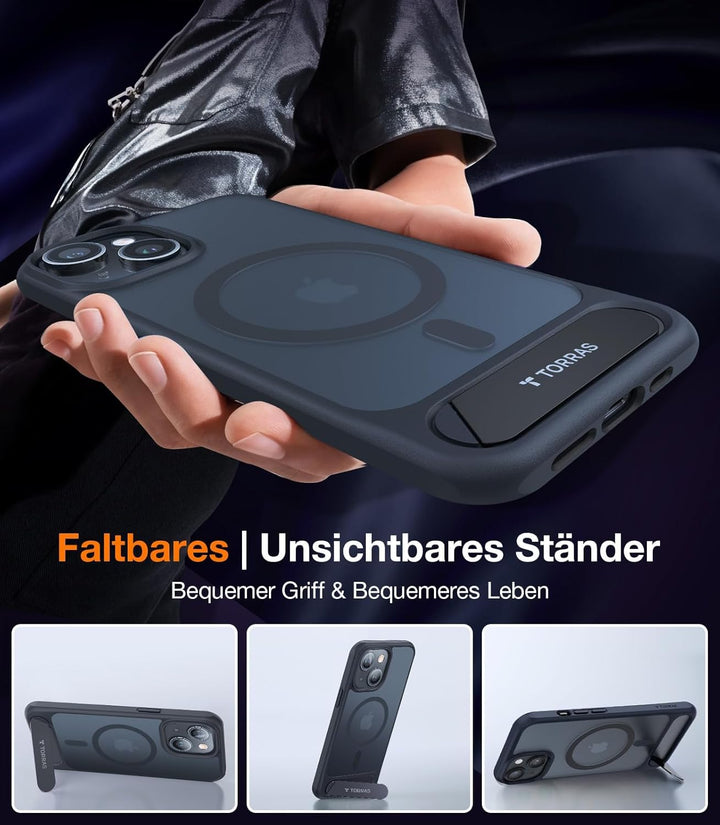 TORRAS für iPhone 13 Hülle für Zertifizierte Magnetkraft Militärschutz Upgrade mit Titan-Ständer Dün