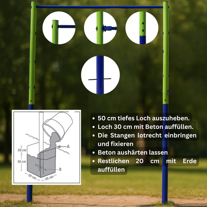 Best Sporting Garten-Turnreck Einzel- oder Doppel-Turn-Reck, Garten-Reck, grün-blau (Einzel - 118 cm