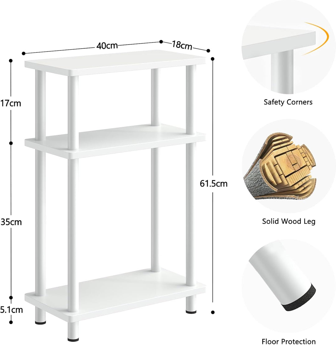 YOUDENOVA Beistelltisch Holz, Beistelltisch Schmal, 40x18x61.5 cm, 3 Tier Kleiner Tisch Für Wohnzimm