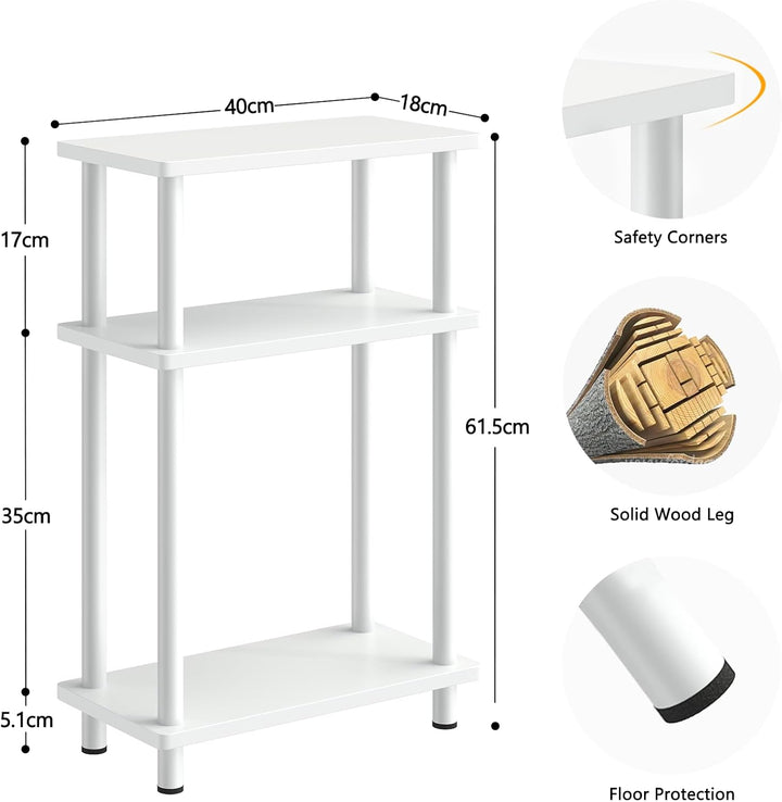 YOUDENOVA Beistelltisch Holz, Beistelltisch Schmal, 40x18x61.5 cm, 3 Tier Kleiner Tisch Für Wohnzimm