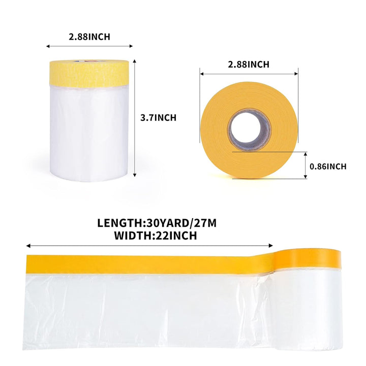 TAPEBEAR Abdeckfolie Mit Klebeband 3 Rollen, Transparent malerabdeckfolie, Selbstklebende Malerband