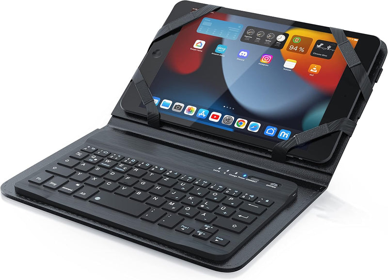 CSL - Bluetooth Slim Tastatur für Tablets 7-8 Zoll inkl. Kunstledercase - Wireless Keyboard im Slim