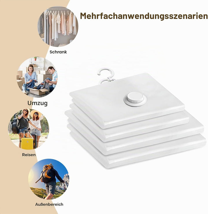 Flintronic Vakuumbeutel für Kleidung mit Elektrischer Luftpumpe, 4 Stück Vakuumbeutel zum Aufhängen,