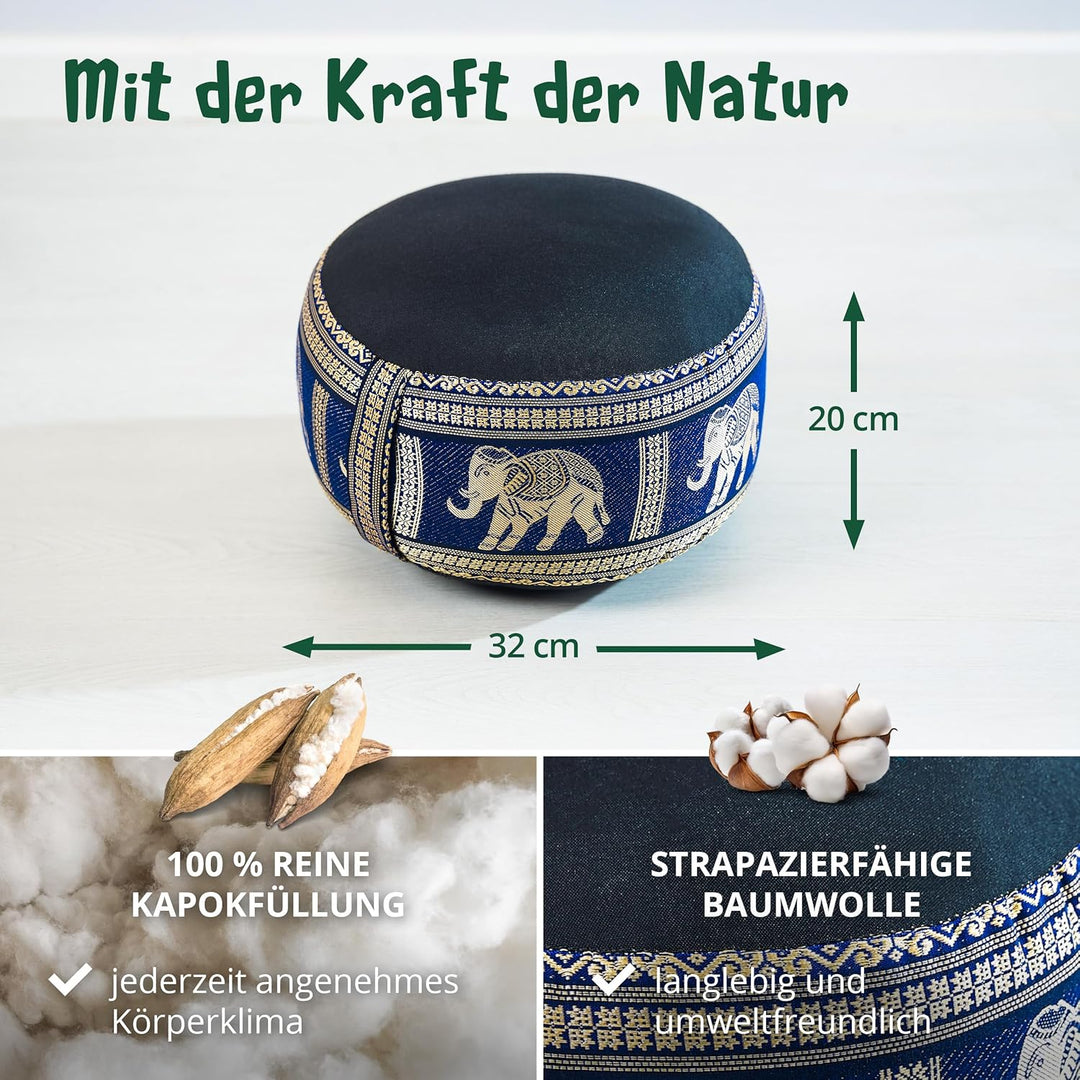 Livasia Meditationskissen Thaiseide, Yogakissen klein mit Kapok, Pouf, Bodenkissen Yoga Zen Meditati