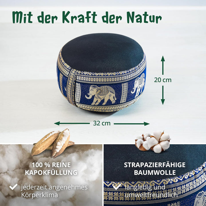 Livasia Meditationskissen Thaiseide, Yogakissen klein mit Kapok, Pouf, Bodenkissen Yoga Zen Meditati