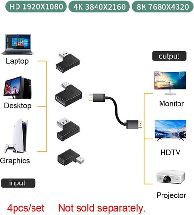 ChenYang CY Mini DP DisplayPort 1.4 8K 60hz auf DP DisplayPort Adapter Stecker auf Buchse 90 Grad Li