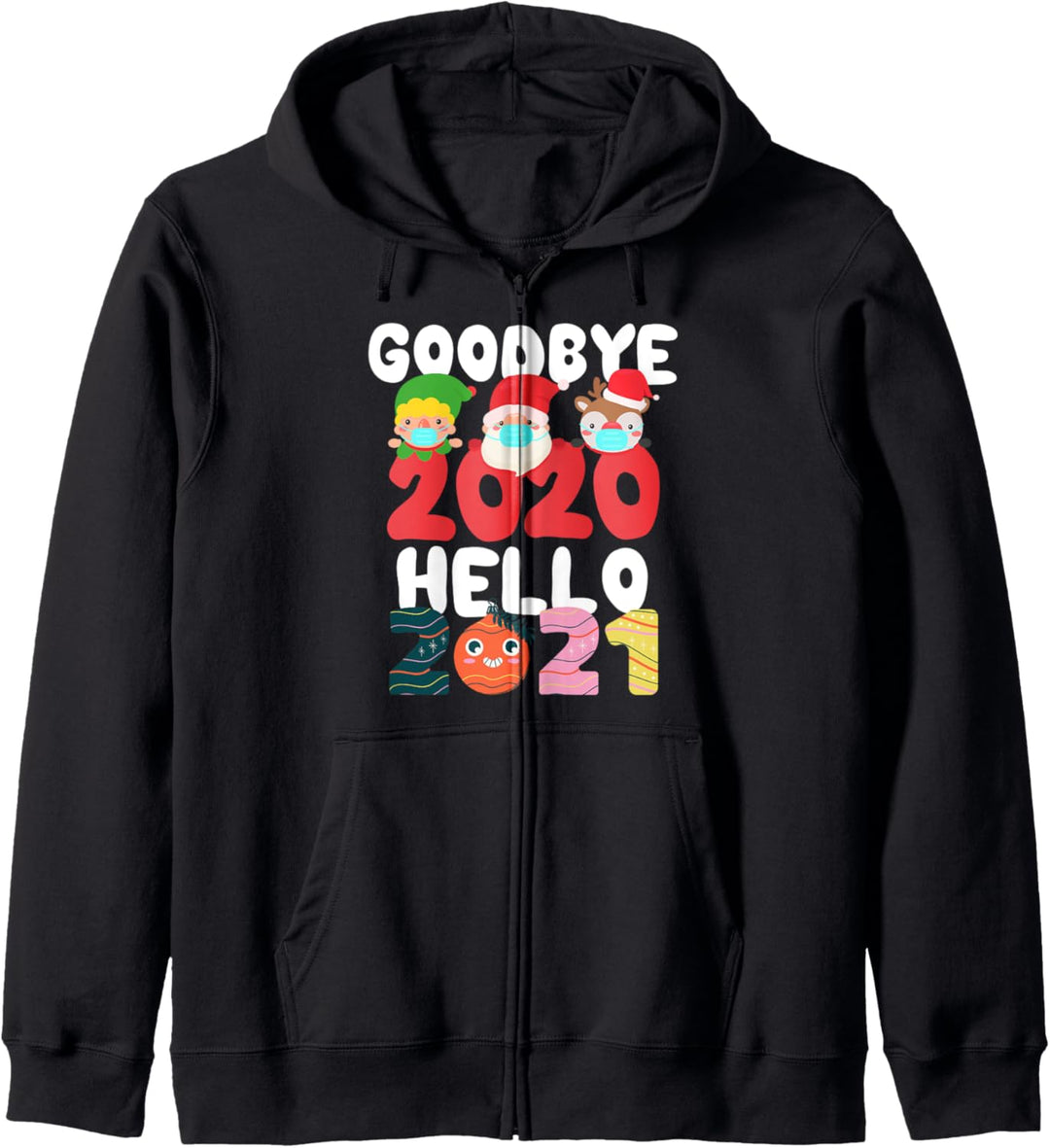 Frohes Neues Jahr 2021 Gesichtsmaske Weihnachten Pyjama Kapuzenjacke