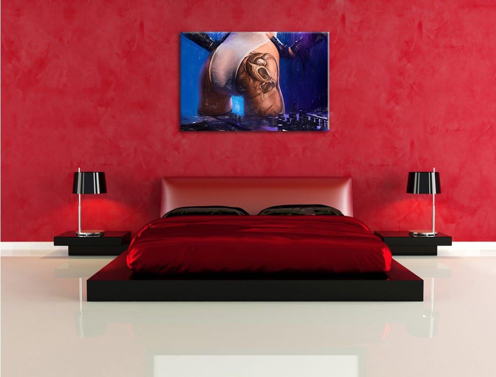 Pixxprint Sexy Frau am Plattenpult als Leinwandbild/Grösse: 100x70 cm/Wandbild/Kunstdruck/fertig bes