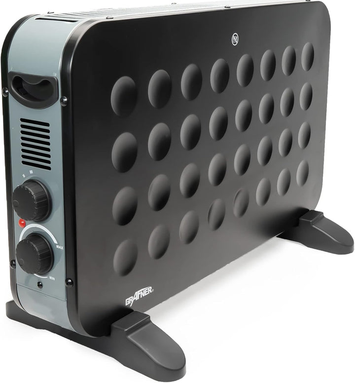 Grafner Konvektor Heizgerät 2000 Watt, matt schwarz, 3 Heizstufen, stufenlos regulierbares Thermosta