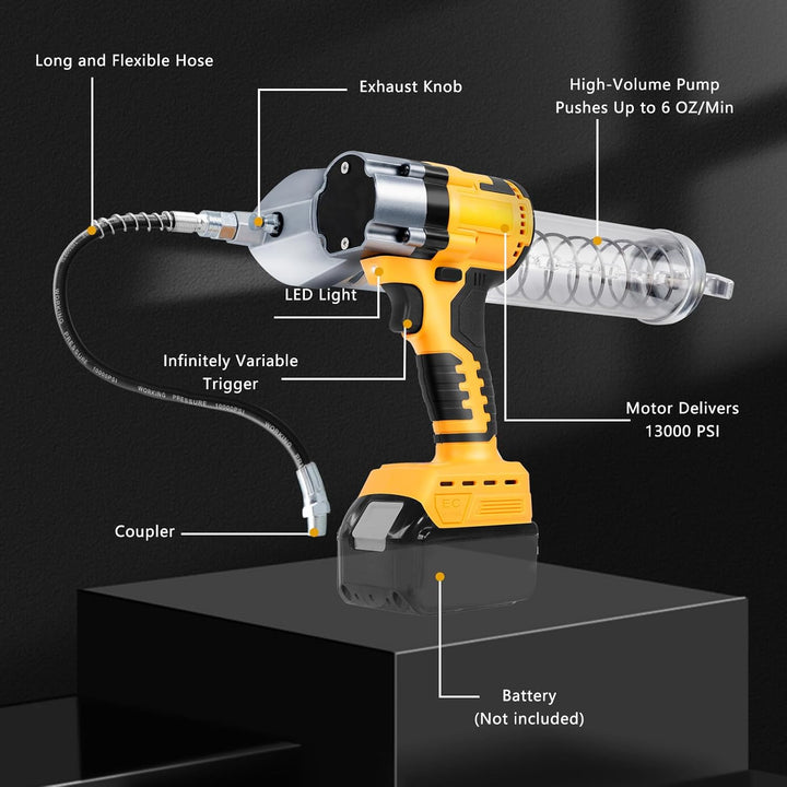 Schnurlose Fettpresse Kompatibel für Dewalt 20V MAX Akku, Bürstenlose 13000 PSI Professionelle Elekt