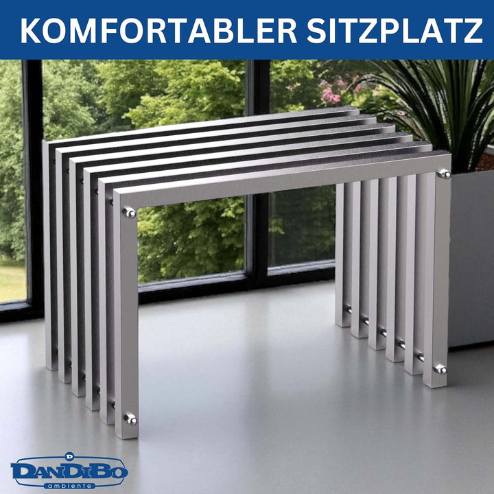 DanDiBo Sitzhocker Edelstahl Modern Wetterfest Metall Massiv 96643 Sitzbank 60 cm Outdoor Garten Hoc