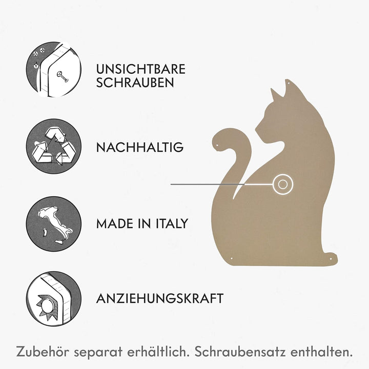 KalaMitica, Katze 2 -Design, magnetische Kreidetafel aus Stahl. Grösse 56x38x0,12cm. Farbe: Beige Ka