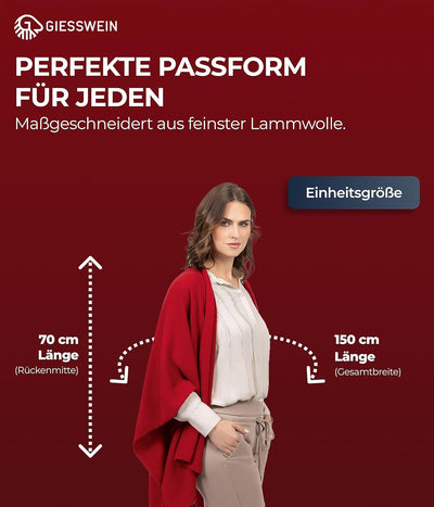 GIESSWEIN Merino Lambswool Cape - Eleganter Feinstrick Überwurf aus Lammwolle, Merinowolle Cape für