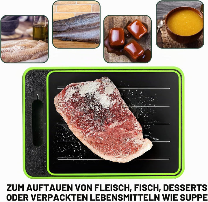 Frost Away Schneidebrett mit Auftau-Funktion, 4-in-1 Küchen Gadget mit integriertem Messerschärfer u