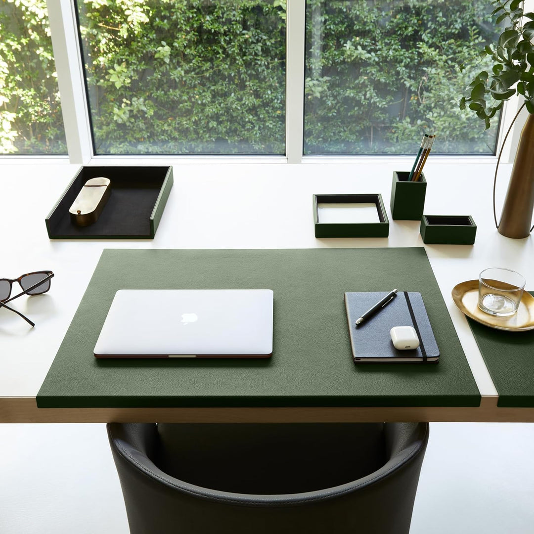 Eglooh - Atena - Taschenleerer aus echtem Leder Grün - Schreibtisch-Organizer mit modernem Design -
