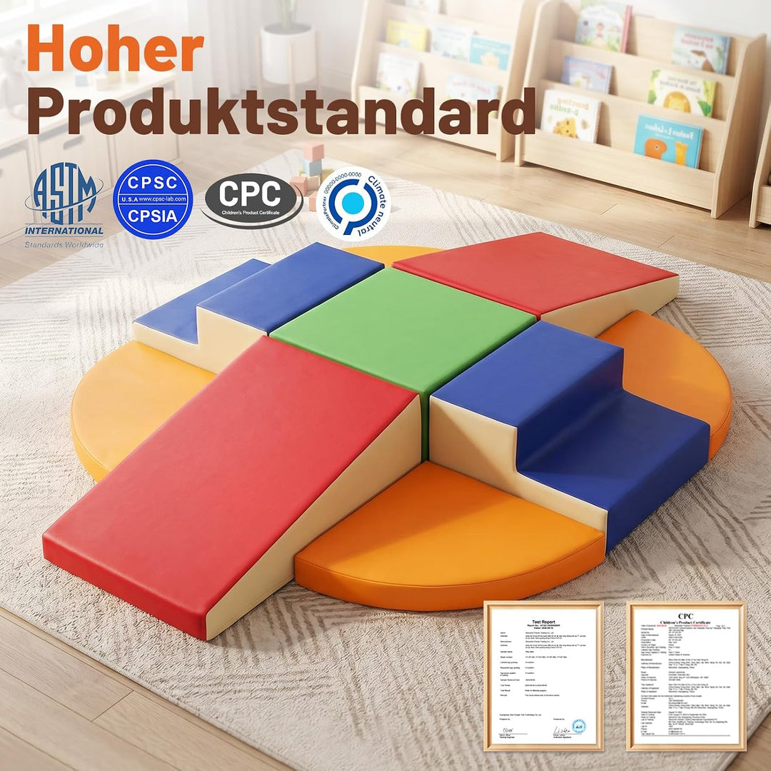 Schaumstoff Bausteine Kinder Klettern Indoor: 9 Softbausteine Riesenbausteine Spielbausteine - Weich