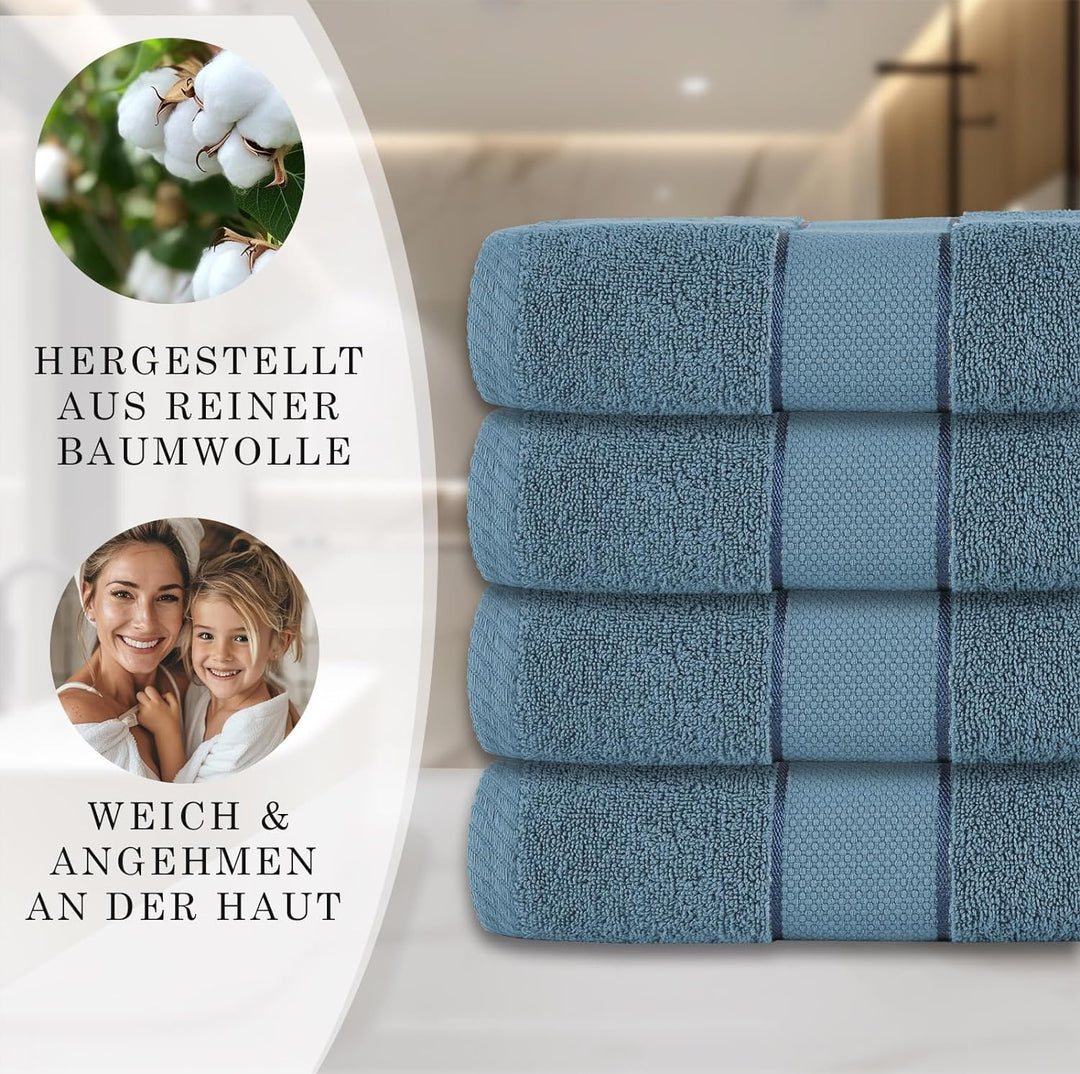 BANANALU 2 Handtücher Set 50x100cm 100% Baumwolle Gästehandtücher Handtuch Copen Blue 1 - Copen Blue