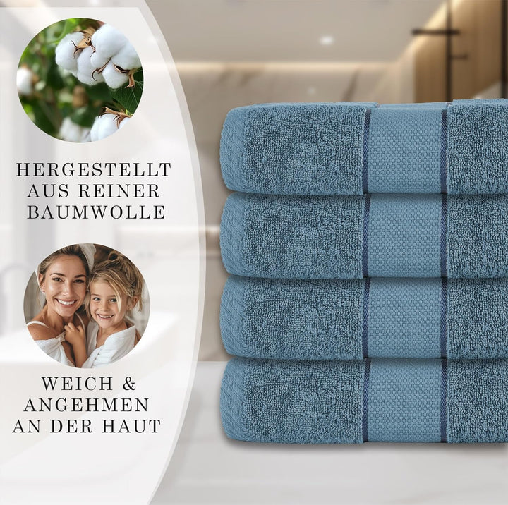 BANANALU 2 Handtücher Set 50x100cm 100% Baumwolle Gästehandtücher Handtuch Copen Blue 1 - Copen Blue