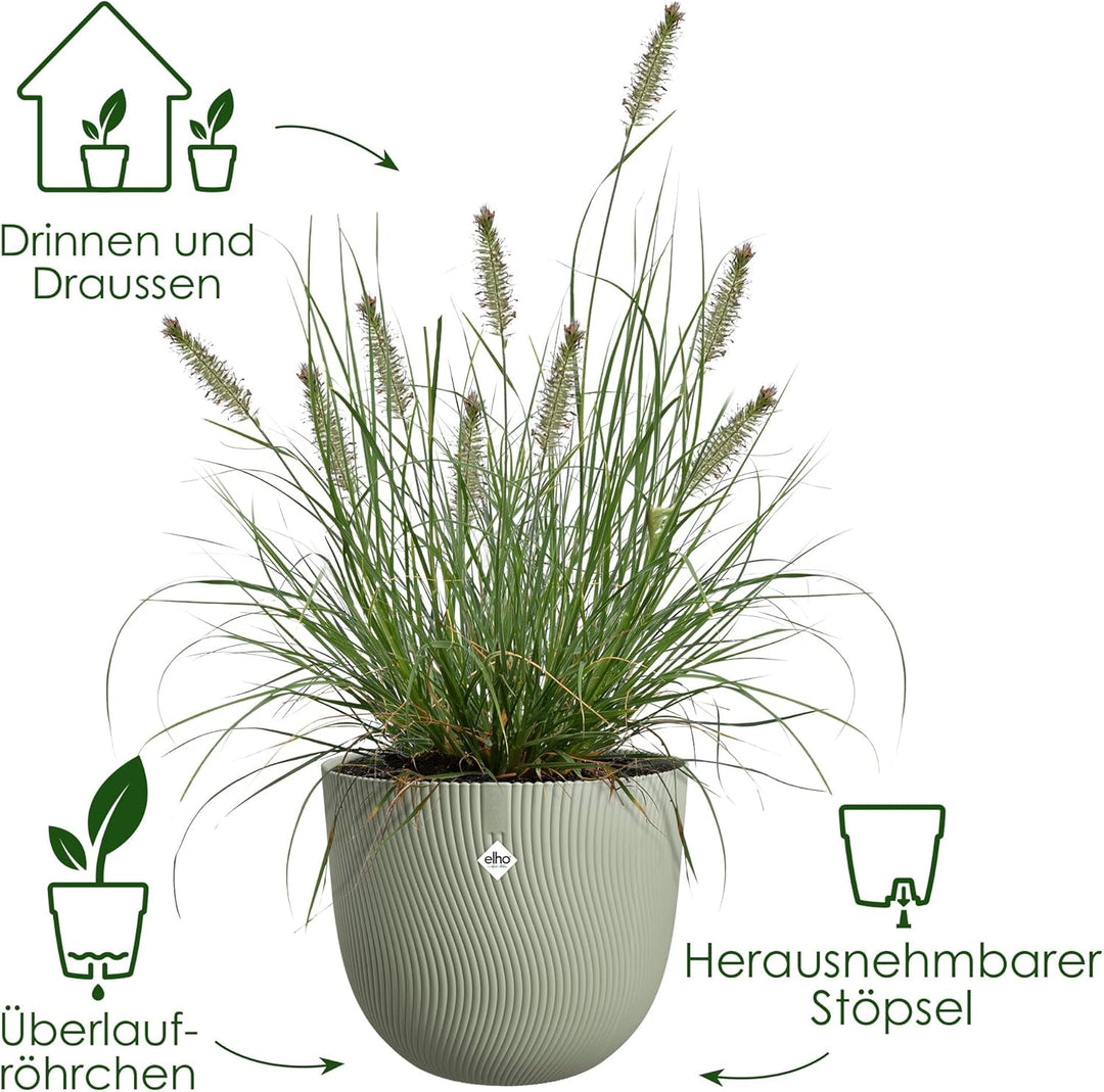 elho Sereh Rund 40 - Blumentopf für Innen und Aussen - 100% recyceltes Plastik - Ø 39.0 x H 33.3 cm