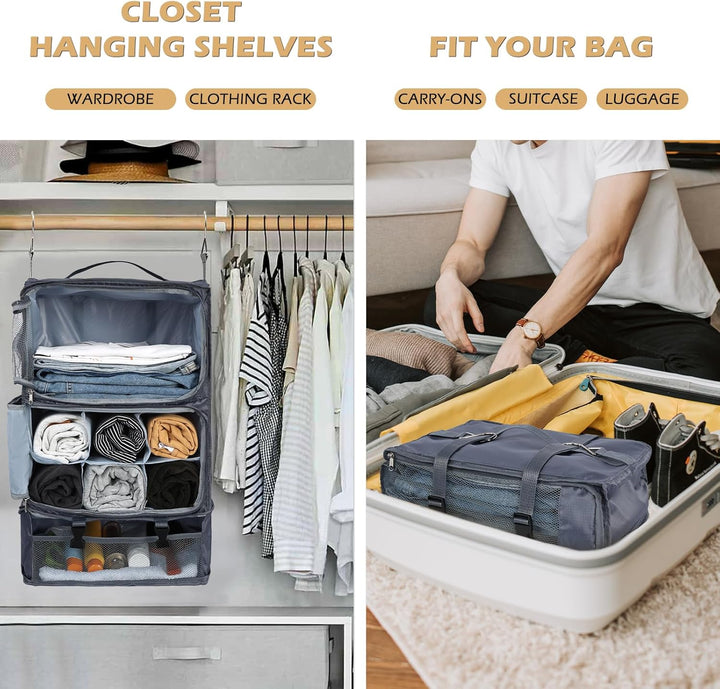 Surblue Hängeregal Reisetasche Kompressionspackwürfel für Koffer Zusammenklappbar mit Erweiterungssc