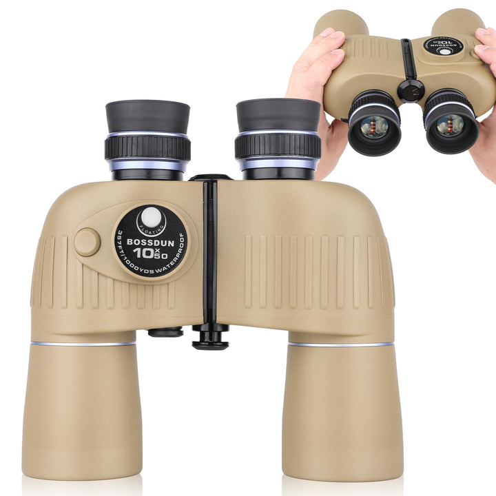 10x50 Marine Fernglas mit beleuchtetem Entfernungsmesser und Kompass, IPX7 wasserdicht, BAK4-Prismen