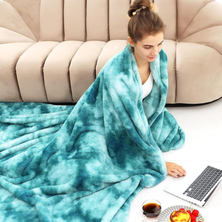 Fleece-Überwurfdecke, gemütlich, weich, leicht, Überwurfdecke, warm, plüschig, blau, Herbstdecken un