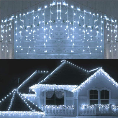 Eisregen Weihnachtslichterkette Aussen, BrizLabs 480 LED Weiss Eiszapfen Lichterkette Innen Weihnach