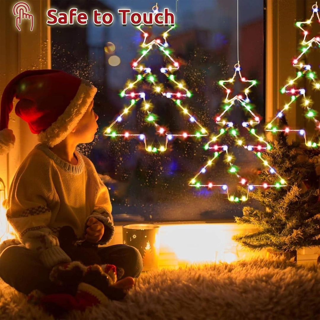 yowin Weihnachtsdeko Fenster 3 Stück 45 LED Weihnachtsbeleuchtung Batterie mit Timer, Fensterdeko We