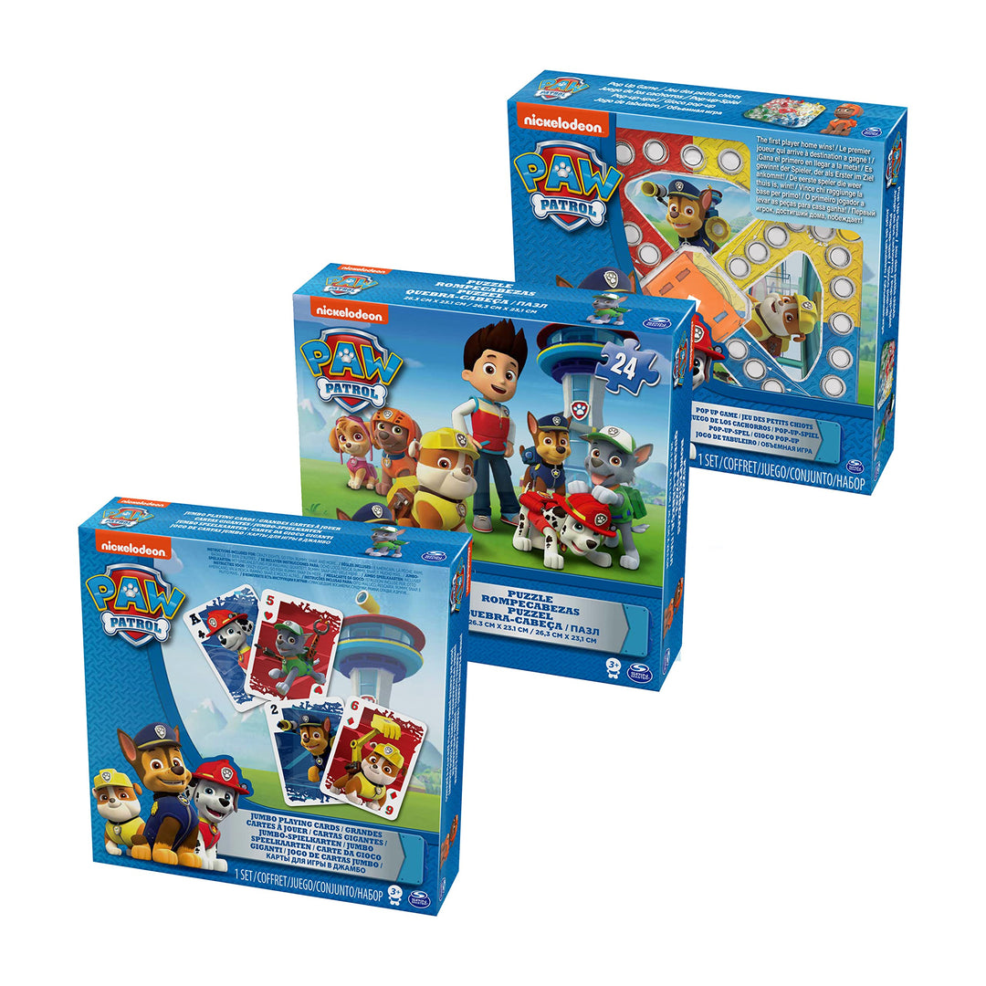 Spin Master Games 3er Spiele-Bundle zu PAW Patrol (Sorry-Spiel, Jumbo-Kartenspiel, Puzzle)