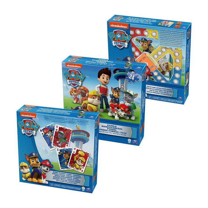 Spin Master Games 3er Spiele-Bundle zu PAW Patrol (Sorry-Spiel, Jumbo-Kartenspiel, Puzzle)