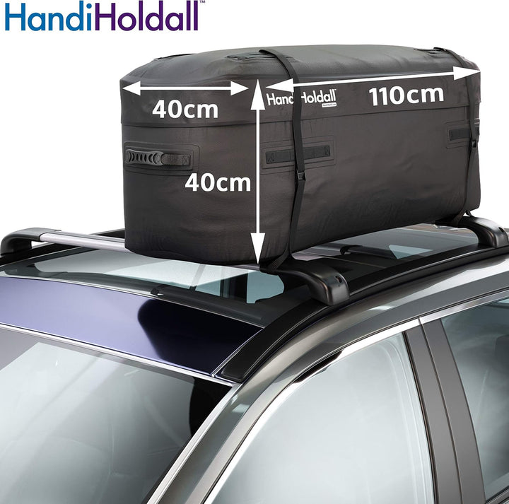HandiWorld – wasserdichte Dachtasche/Dachbox (schwarz), 175 Liter – grosse Cargotasche – Stabiler Fa