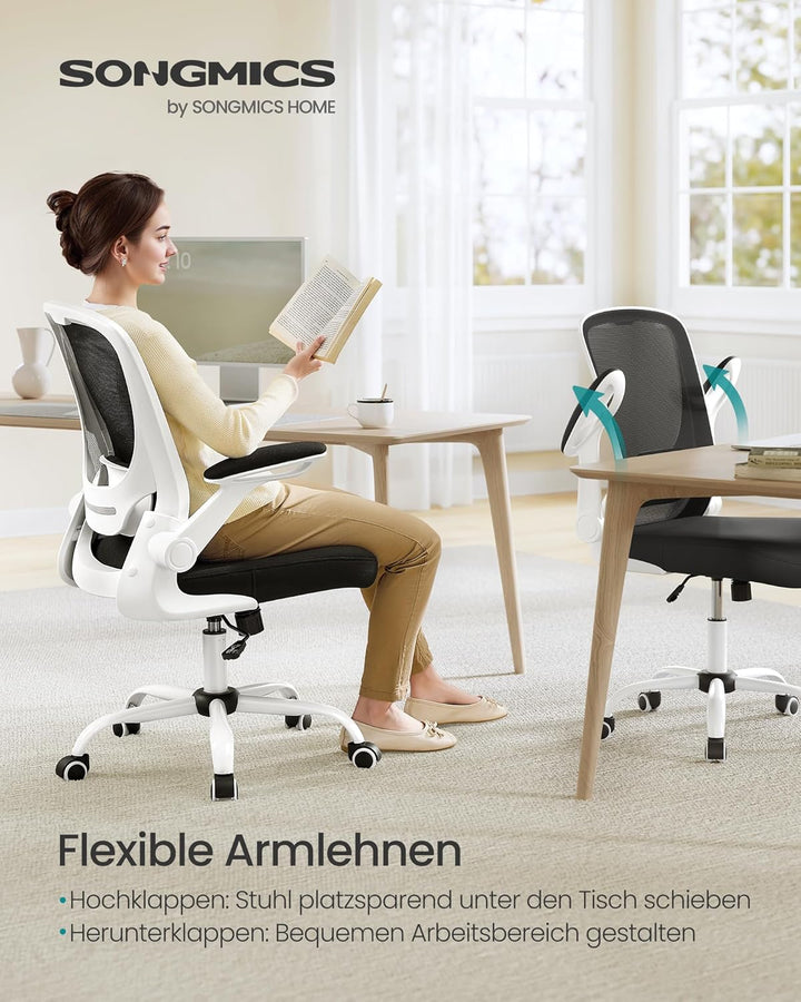 SONGMICS Bürostuhl ergonomisch, Schreibtischstuhl klappbare armlehne, 360° Drehstuhl, verstellbare L