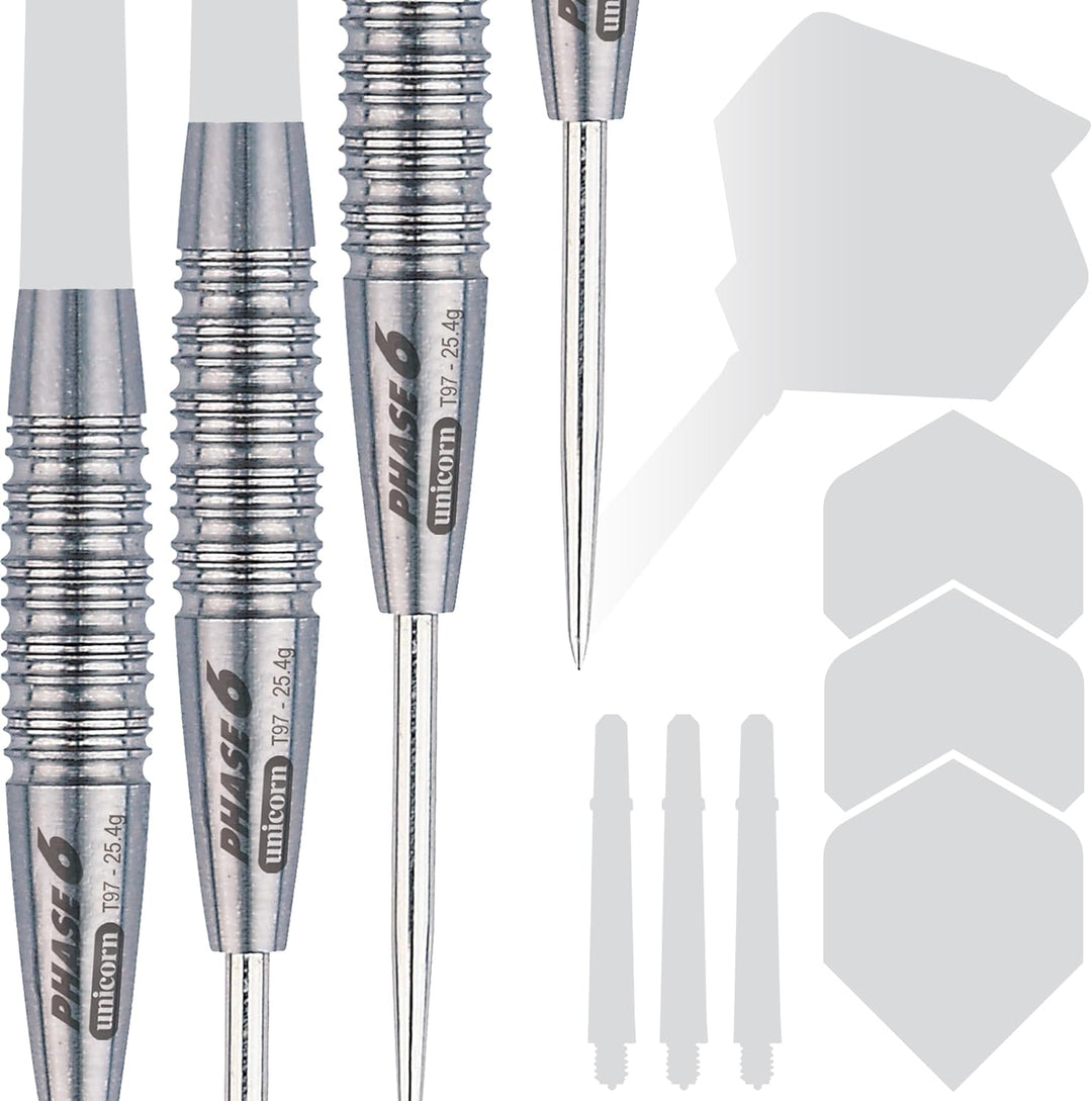 Unicorn Steel Tip Darts Barrels | Evolution Series Phase 1, 2, 3, 5 & 6 | Natural 90%, 95% & 97% Tun