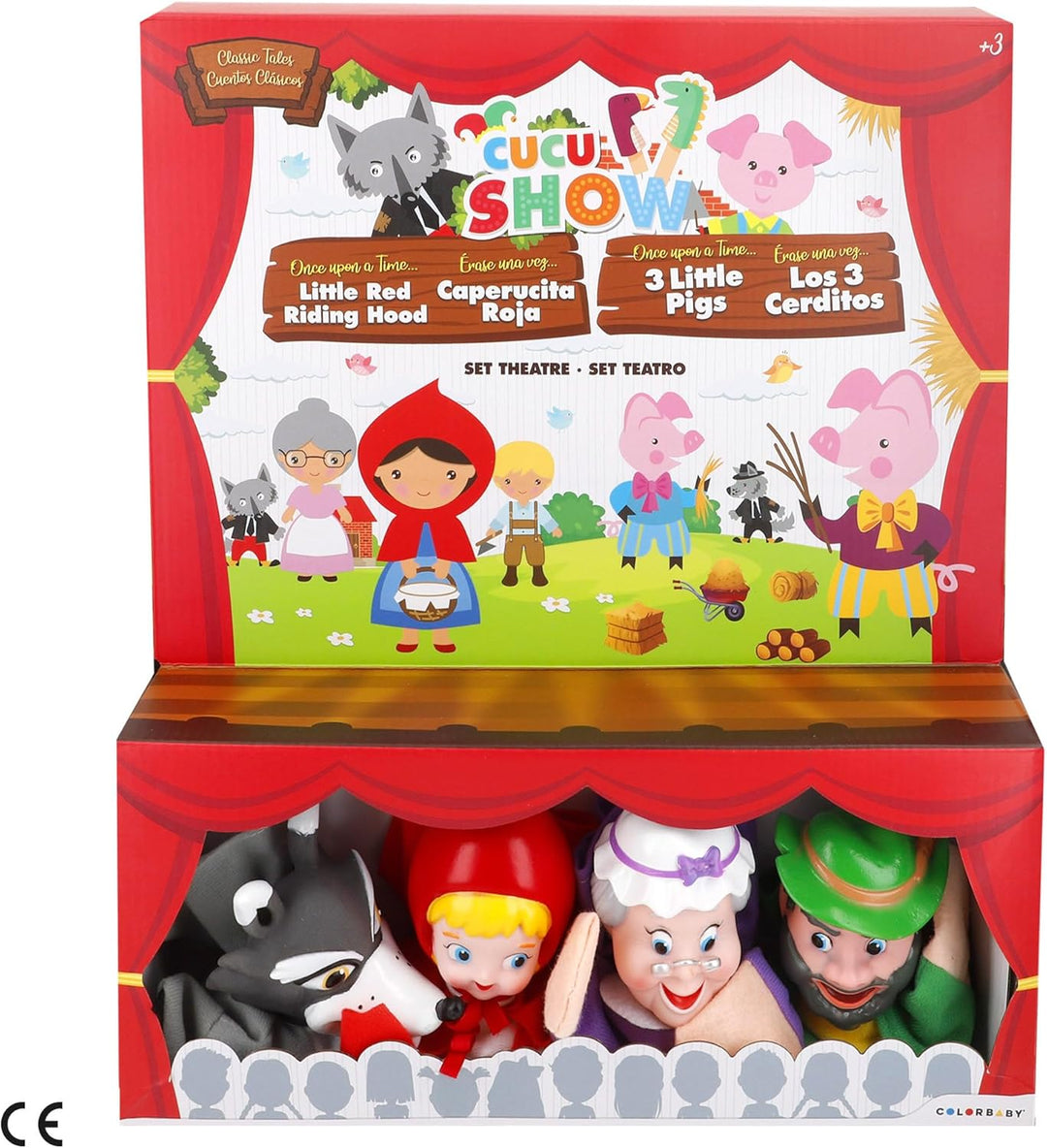 ColorBaby Cucu Show Theater-Set, Rotkäppchen, 4 Puppen, 25 cm Geschichte, weiche und sichere Materia