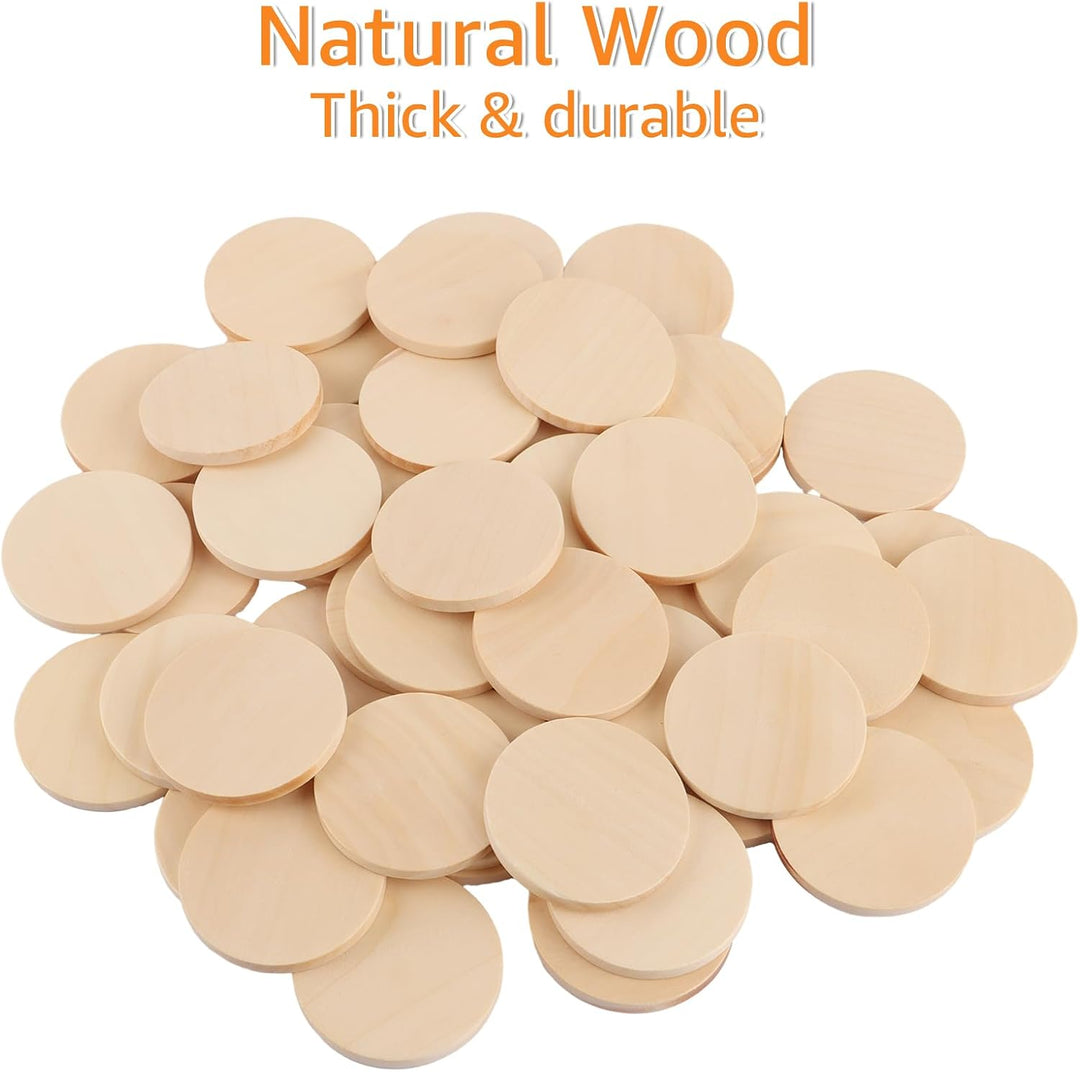 100er-Set 5cm Holzscheiben, 50mm Holz Scheiben, 5 mm dick Unvollendete Holzplatte, Holzscheiben zum