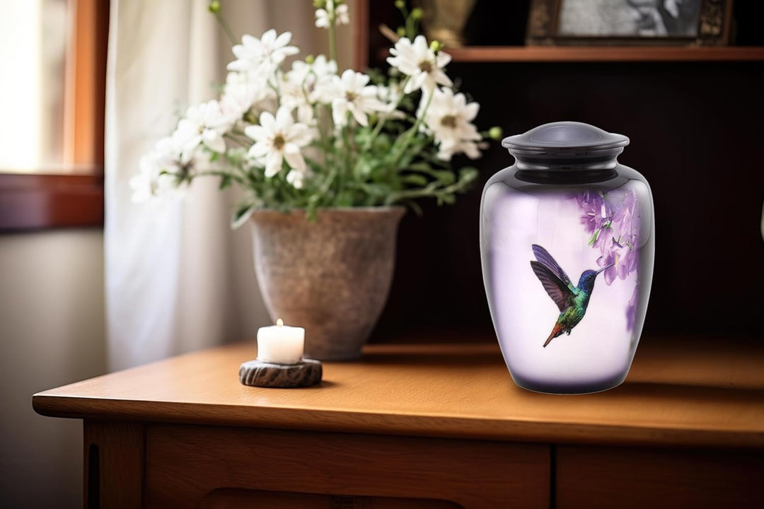 Kolibri-Urne Kolibri-Urne für Asche, handbemalte Urne für Erwachsene, handgefertigte Einäscherungsur