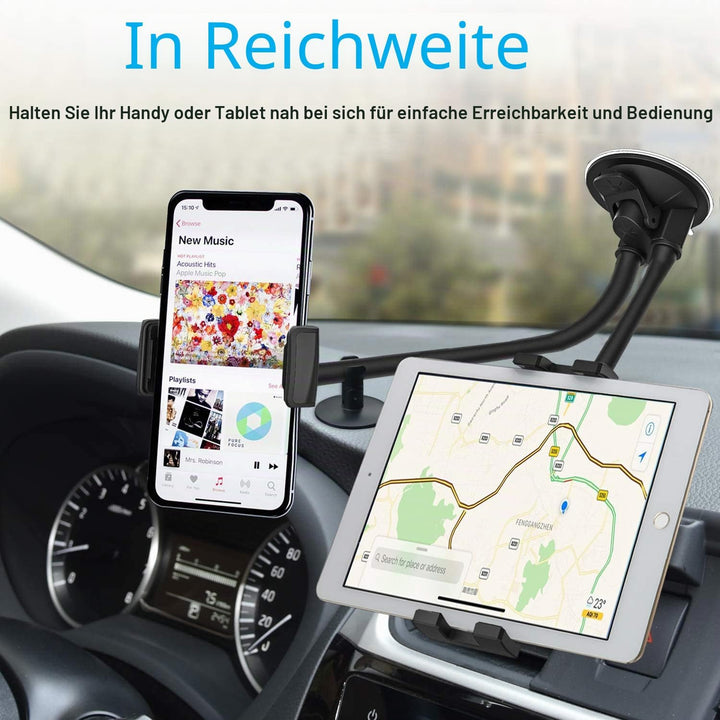 Autohalterung für Dual Handy oder Tablet, woleyi Windschutzscheibe Auto Tablet Handyhalter mit Lang