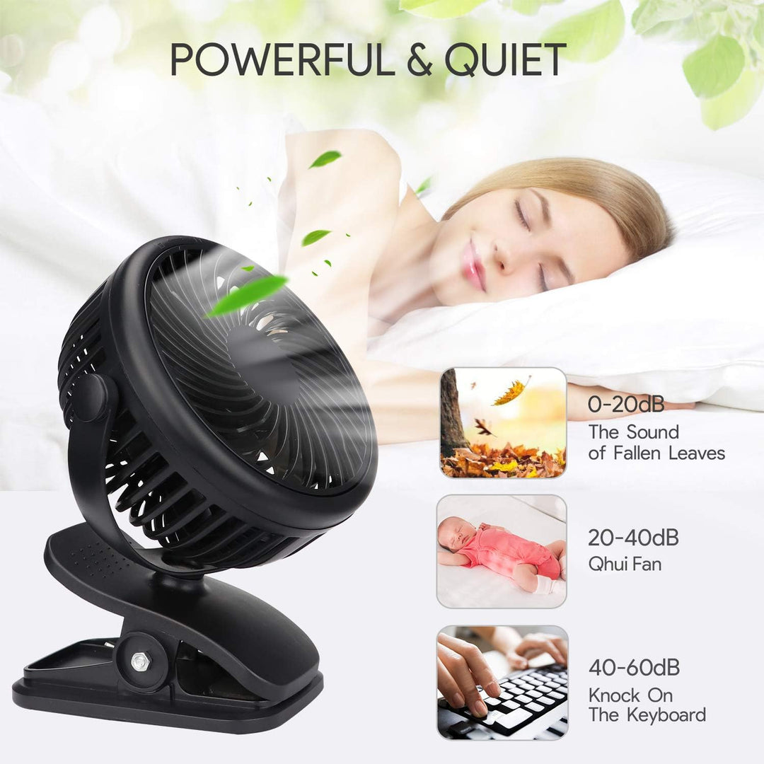 Mini USB Ventilator, Tragbarer Clip Tischventilator mit 3000mAh Wiederaufladbare Batterie, 3 Geschwi