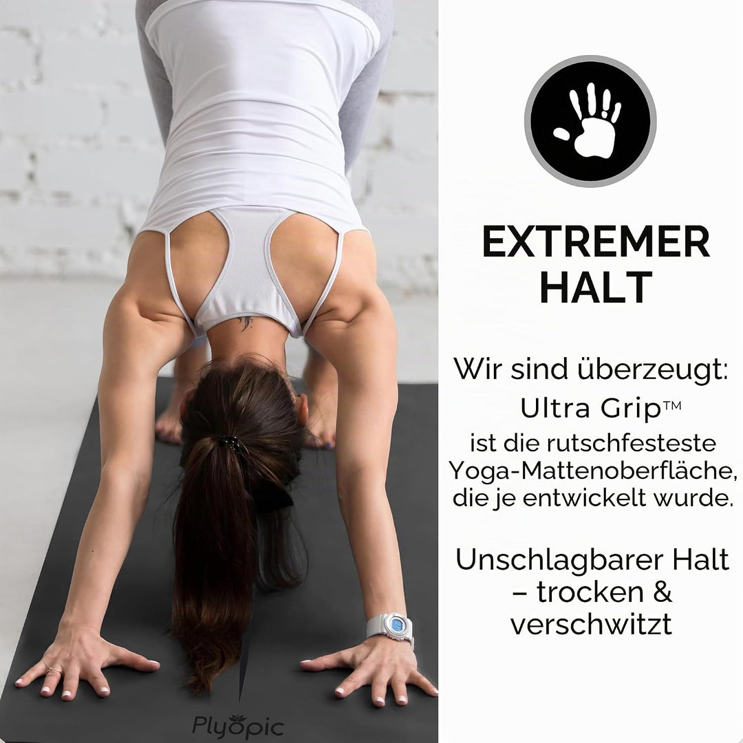 Plyopic Ultra-Grip Pro Yoga-Matte – Unschlagbare Rutschfest Leistung. Schweissresistent. Ausrichtung