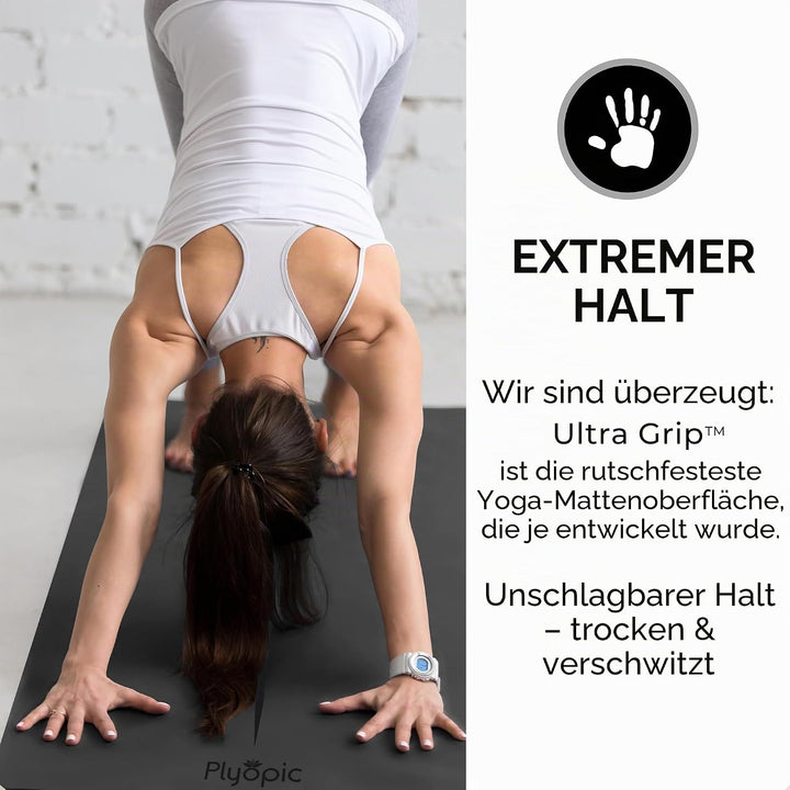 Plyopic Ultra-Grip Pro Yoga-Matte – Unschlagbare Rutschfest Leistung. Schweissresistent. Ausrichtung