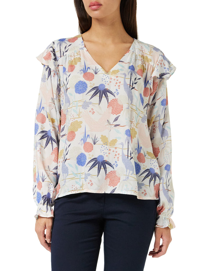 MUSTANG Damen Langarm-Bluse Bluse 38 2311_crane_print 12388, 38 2311_crane_print 12388