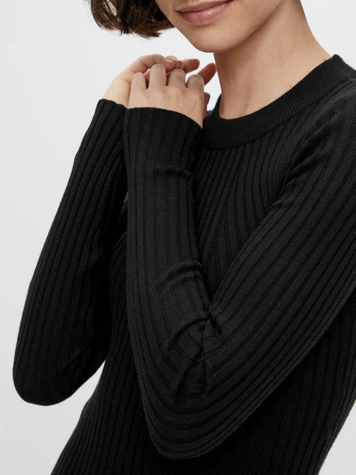 PIECES Damen PCCRISTA LS O-Neck Knit Dress NOOS 17115048 M Schwarz, M Schwarz
