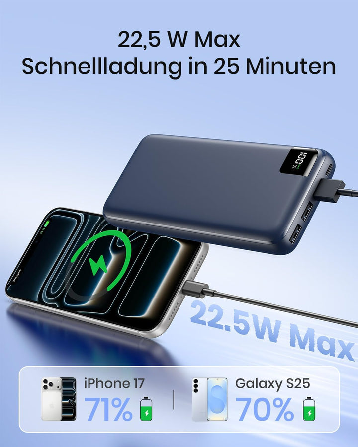 A ADDTOP Power Bank 20000mAh – 22.5W Schnellladefunktion klein Powerbank – Akkupack Externe Handyakk