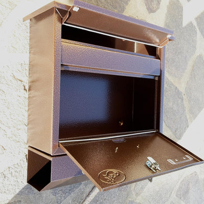 Pachurka & Dąże Grosser Briefkasten/Postkasten XXL Kupfer/Bronce mit Zeitungsrolle Zeitungsfach Schr