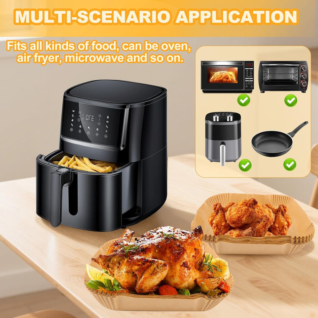 120 Stück 23-27cm Backpapier für Heissluftfritteuse, 7L-12L Airfryer Backpapier Antihaft Wasserdicht
