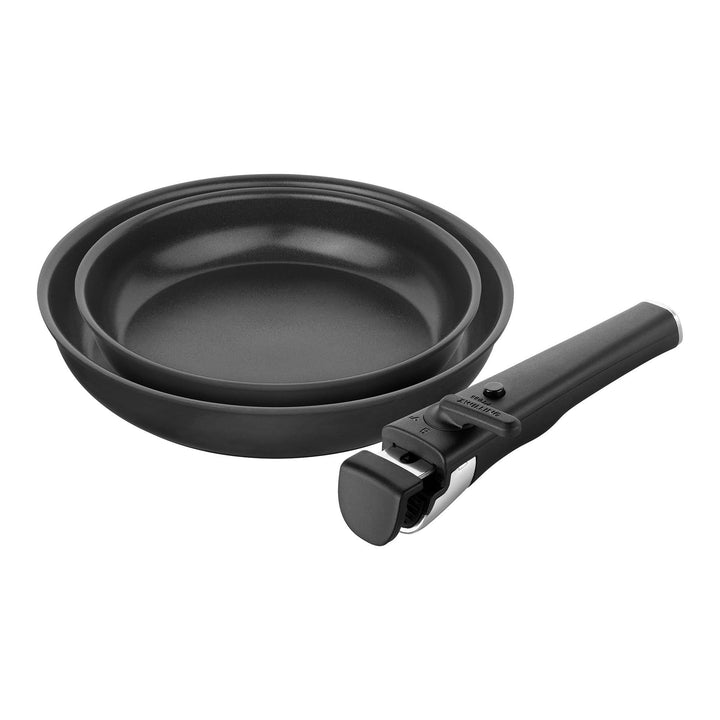ZWILLING Unlock Bratpfannen-Set 3-tlg. (24, 28 cm + Griff) mit Keramikbeschichtung, Abnehmbarer Grif