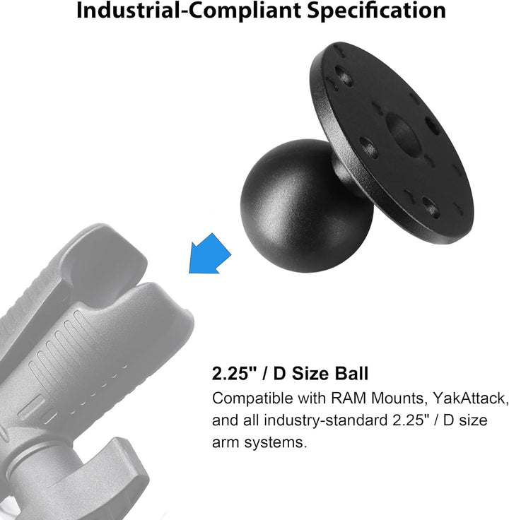 2,25 Zoll/D-Grösse Kugelhalterung aus Aluminiumgusslegierung, AMPS-Loch-Rundplattenbasis, Kompatibel