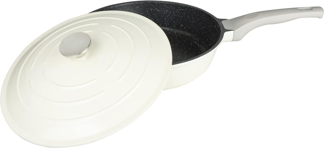 Commichef Alles in Einer Pfanne, Alles Aus Einer, Cremefarben, Aluminiumguss, Mit Deckel, Antihaft,