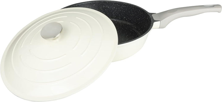Commichef Alles in Einer Pfanne, Alles Aus Einer, Cremefarben, Aluminiumguss, Mit Deckel, Antihaft,